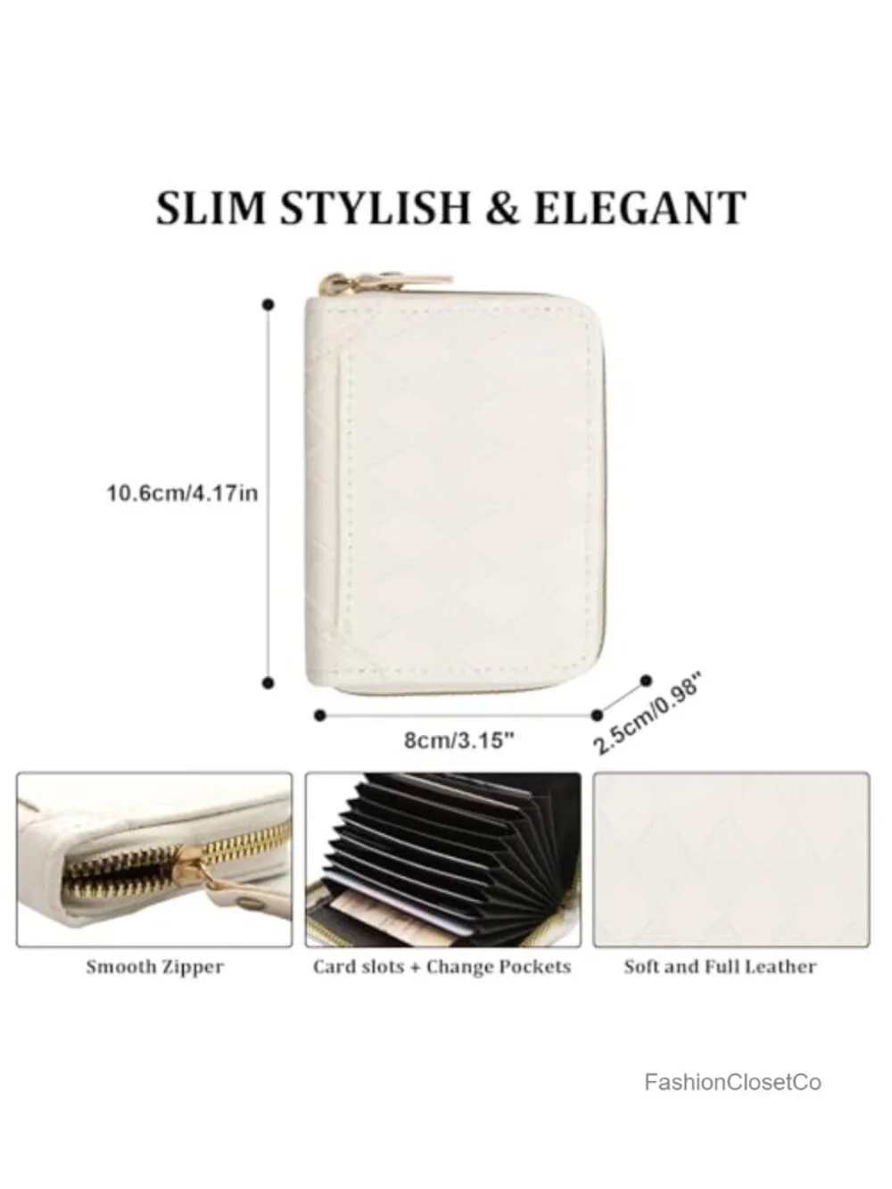 Small Zipper Card Case Wallet Accordion Purse Compact Change Pocket